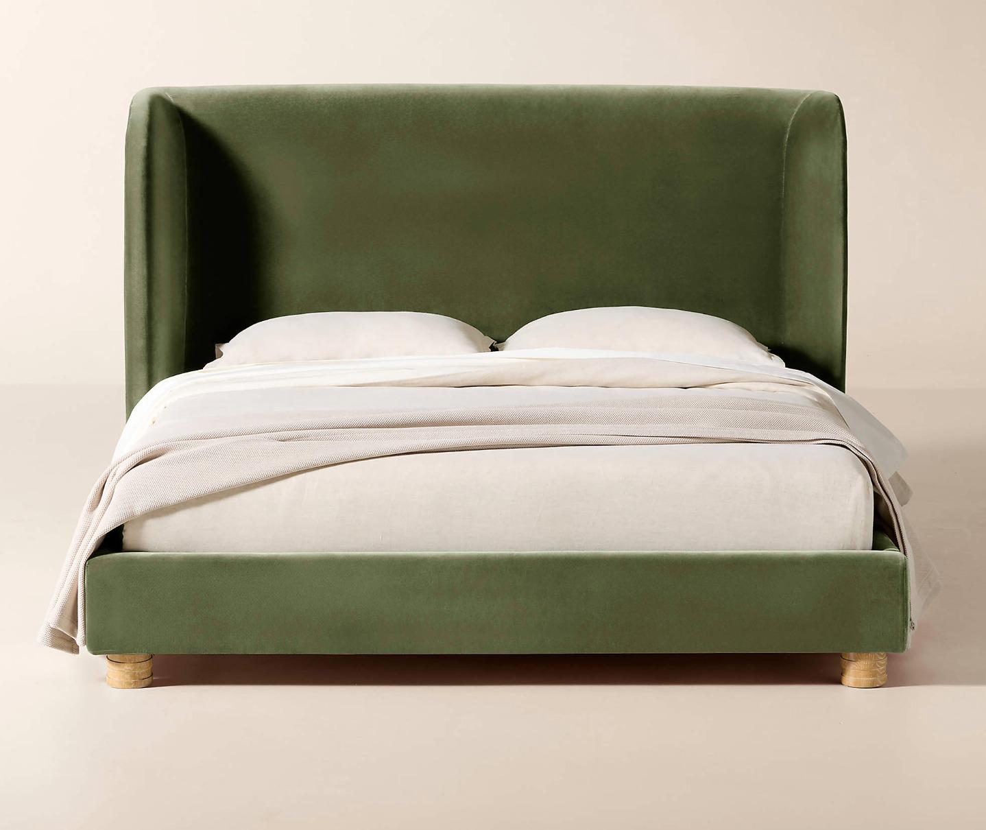 Forest Green Velvet Bed